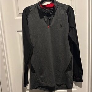 Spyder Gray and Black Quarter-Zip Pullover with Red Trim